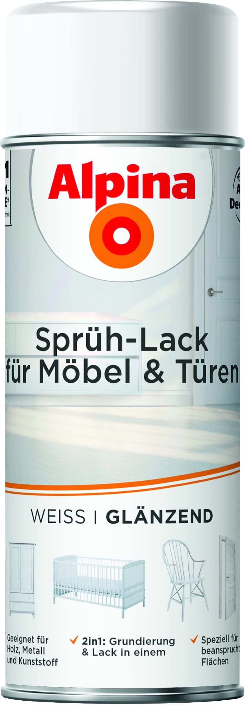 Alpina Sprüh-Lack für Möbel & Türen 400ml glänzend