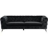 Beliani Couch Samtstoff 3-Sitzer Schwarz