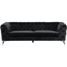 Beliani Couch Samtstoff 3-Sitzer Schwarz