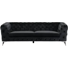 Beliani Couch Samtstoff 3-Sitzer Schwarz