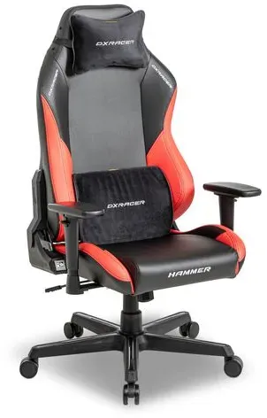 DXRacer Gamingstuhl DX-Racer Lederoptik Schwarz / Rot