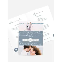 Menükarten Hochzeit selbst gestalten mit Spruch und Fotos im Onlinedesigner bei Meine-Kartenmanufaktur.de