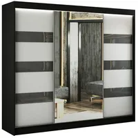 Altdecor Kleiderschrank, Schwarz, Grau, Holzwerkstoff, 250x215x61 cm, Schlafzimmer, Kleiderschränke
