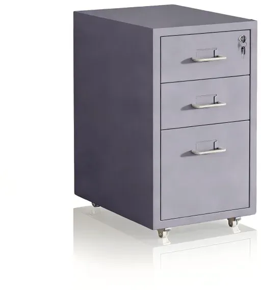 Relaxdays Abschließbarer Rollcontainer aus Metall Silber,Grau