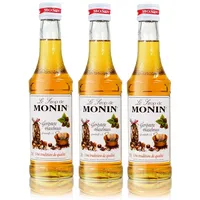 3x Monin Geröstete Haselnuss Sirup, 250 ml Flasche - für Cocktails, zum Kaffee