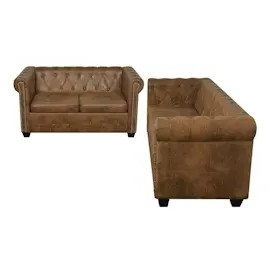 vidaXL Chesterfield-Sofas 2-Sitzer und 3-Sitzer Braun
