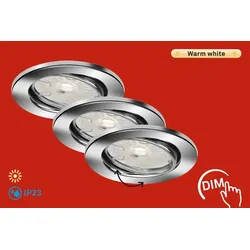 BRILONER LEUCHTEN LED Einbauleuchte "DIMM", silber (chrom), Lampen