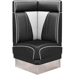 Diner Eckbank | Schwarz | B:H 60 x 123 cm | V-Steppung | Leder | Eckbank American, American Diner Sitzbank, American Dinerbank, American Diner Möbel