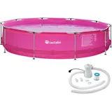 Tectake Swimming Pool Summertime rund 360 x 76 cm inkl. Filterpumpe, Ablassventil, Sonnendach