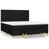 vidaXL Boxspringbett mit Matratze Schwarz 160x200 cm Stoff