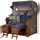 Mr. Deko Strandkorb Komplettset - bene living - Ammersee Mahagoni Bullauge - PE grau - Modell 595 - inkl. Liftersystem