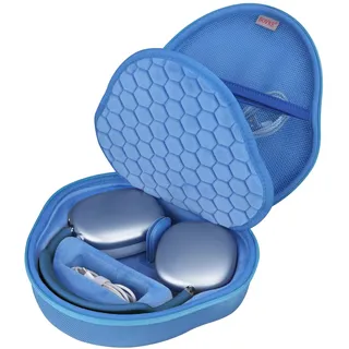 BOVKE Harte Tragetasche für Apple AirPods Max 2 / AirPods Max Kabellose Kopfhörer, AirPods Max Schützende Smart Schutzhüllen mit Schlafmodus, Netztasche für Kopfhörer Zubehör, Blau (Nur Tasche)