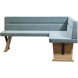 Home Affaire Eckbank HOME AFFAIRE "Laros", blau (türkis, dekor eiche ontario), B:182cm H:87,5cm T:141cm, Massivholz, Spanplatte, Sitzbänke, Eckbank, Bezug in verschiedenen Qualitäten und Farben