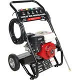 Power Equipment Benzin Hochdruckreiniger, Terrassenreinger, Hochdruckpistole, 7.5 Ps Viertaktmotor, 5 Düsenaufsätze, 8m Schlauch, 2m Wasserzulaufschlauch, Vollgummiräder,170-190bar, 2200psi