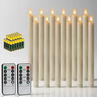 Dixmas Flammenlose Led Stabkerzen mit Fernbedienung und Batterien, Leuchterkerzen Tafelkerzen mit Timerfunktion, batteriebetriebene LED Kerzen, 12 Stück, Warmer, für Weihnachtsdeko