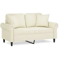 VidaXL 2-Sitzer-Sofa mit Zierkissen Creme 120 cm Samt