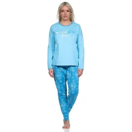 normann Verspielter Pyjama lang floral Blau 36/38