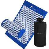 ROMIX Akupressurmatte mit Kissen, Akupressur Set von Yogamatte, Akupressurkissen und Tasche, Spike Massagematte zur Durchblutung, Entspannung Kopf/Nacken/Rücken, Stressabbau, Männer, Frauen