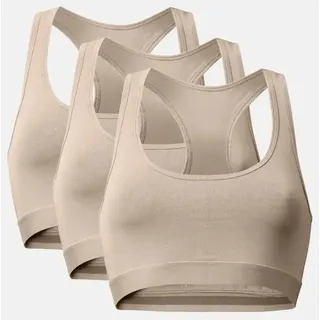 ORGANIC COTTON SPORT BH - 3-Pack - Beige - L