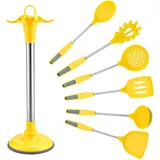 Silikon-küchen-kochgeschirr-set Küchenhelfer Set Silikon Hochwertig Spülmaschinenfest Mit Halter Hitzebeständiges Antihaft-Kochwerkzeug Pfannenwender Set Silikon,7pcs,Yellow