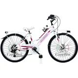 biciclette canellini Kinderfahrrad MTB 24 LINCY 6V Canellini – Weiß/Rosa