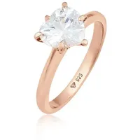 Elli Fingerring Herz Zirkonia Verlobungsring Solitär 925 Silber rosa 58