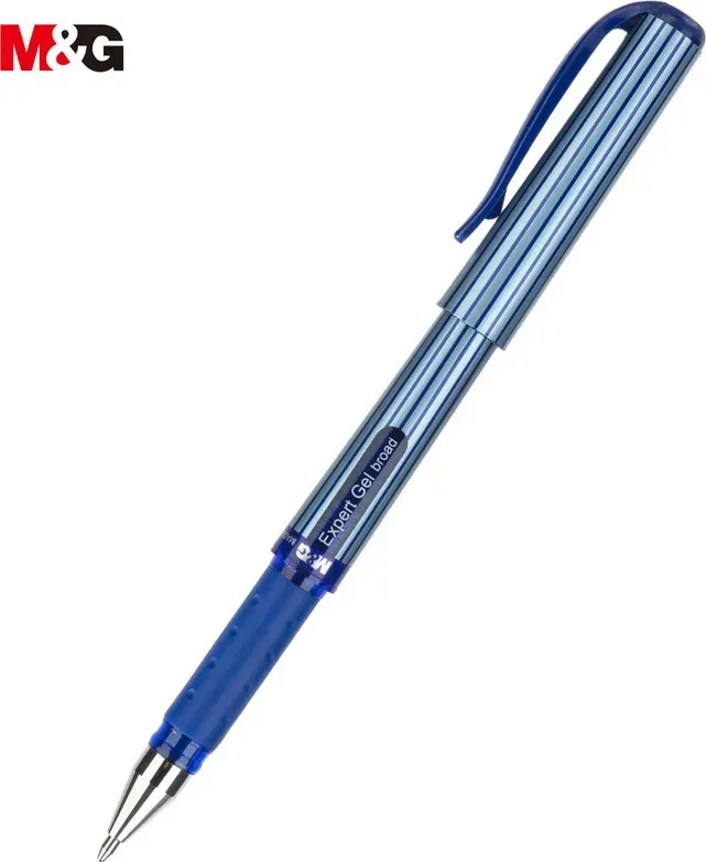 M&G ExpertGel Gelstifte, 12er-Pack, Gelstifte mit blauer Tinte, feste Spitze 1.0 mm, Tintenroller mit Gel-Tinte, Großpackung, schnelltrocknend, sanftes Schreiben mit rutschfestem Griff & Einschubverschluss, für Bürobedarf, Schule, Damen und Herren