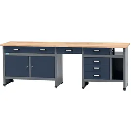 KÜPPER Werkbank 6 Schubladen 2 Türen Sitzraum 84 x 240 x 60 cm Dunkelblau