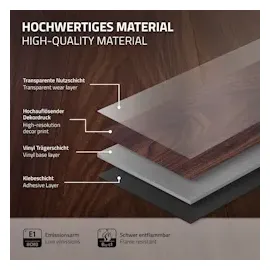ML-Design PVC Bodenbelag Selbstklebend 6,69 m2 48 Dielen Rot-Braun Nuss