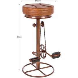 BIZZOTTO Barhocker Cycle aus Leder, Metallgestell im Industrial Stil, Bronze Cognac, gepolstert