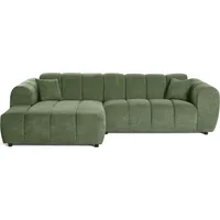 Lisa Design Curtis - Ecksofa links 4-Sitzer aus strukturiertem Stoff , Grün - Grün