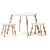 Kid’s Concept Kindersitzgruppe Tisch und zwei Hocker  weiß
