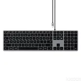 Satechi Satechi, Slim W3 Kabelgebunden USB-C Beleuchtete QWERTY-Tastatur mit Ziffernblock, – Schwarz