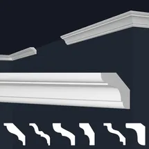 Marbet Design Stuckleisten XPS Styropor weiß - Deckenleisten Deckenstuck Leisten E-Leisten - (50 Meter / 25 Leisten E-23)