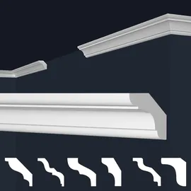 Marbet Design Stuckleisten XPS Styropor weiß - Deckenleisten Deckenstuck Leisten E-Leisten - (50 Meter / 25 Leisten E-23)