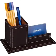 Relaxdays Schreibtisch Organizer Stiftebecher Braun