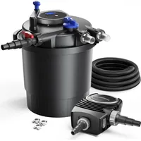 Wiltec SunSun Komplettset: CPF-20000 Teichdruckfilter bis 10000 L mit 11 Watt UV-C Teichklärer, NEO6000 SuperEco Teichpumpe 6000l/h 40W, 5m Teichschlauch 38 mm (1 1/2"), Schlauchschellen W1 44-47mm