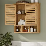 FORABAMB Badezimmer-Wandschrank, Bambus-Medizinschrank mit Türen und verstellbaren Regalen, Badezimmer-Medizinschrank Wandhalterung, Wandmontage, über dem WC Aufbewahrungsschrank
