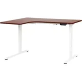 Beliani Schreibtisch linksseitig dunkelbraun / weiß 160 x 59 cm elektrisch höhenverstellbar DESTINES