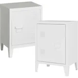 [en.casa] Nachttisch, Nachtschrank Inari 2er Set Türgriff rechts und links Weiß