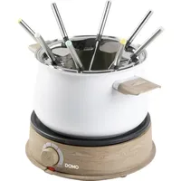 DOMO DO736F Fondue 1500 W Kontrollleuchte, 8 Fonduegabeln Holz, Weiß