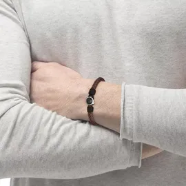 Boss THAD CLASSIC Geflochtenes Lederarmband dunkelbraun 1580467M Größe Standard