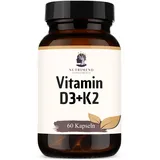 Vitamin D3 + K2 hochdosiert – 1000 IU D3 & 25 mcg K2 – für starke Knochen, Immunsystem & Herzgesundheit – vegan, Braunglas