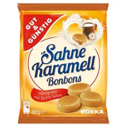Gut und Günstig Sahne Karamell Bonbons 200g braun