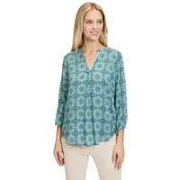 Cartoon Casual-Bluse mit Muster in Blau/Grün | Gr.: 34