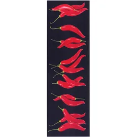 HANSE HOME Küchenläufer HANSE HOME "Chili Dance", rot (schwarz,rot), B:50cm H:3mm L:150cm, Polyester, Teppiche, Läufer, Rutschfest, Küchenteppich, Küche, Teppich, Pflegeleicht