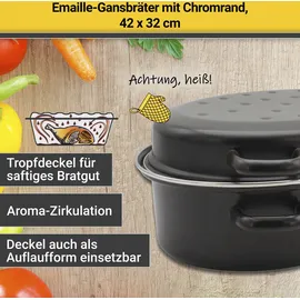 Krüger Emaille-Gänsebräter 42 cm mit Chromrand