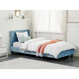 Beliani Bettrahmenbezug Samtstoff FITOU 90 x 200 cm Hellblau