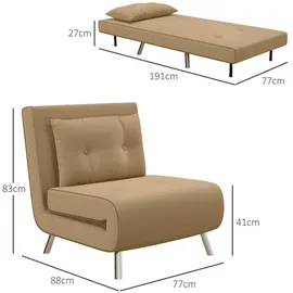 Homcom Schlafsessel mit Bettfunktion, Einzelsofa mit Kissen Samtoptik
