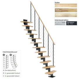 DOLLE Mittelholmtreppe Basel 64 cm Edelstahl/Holz/Metall